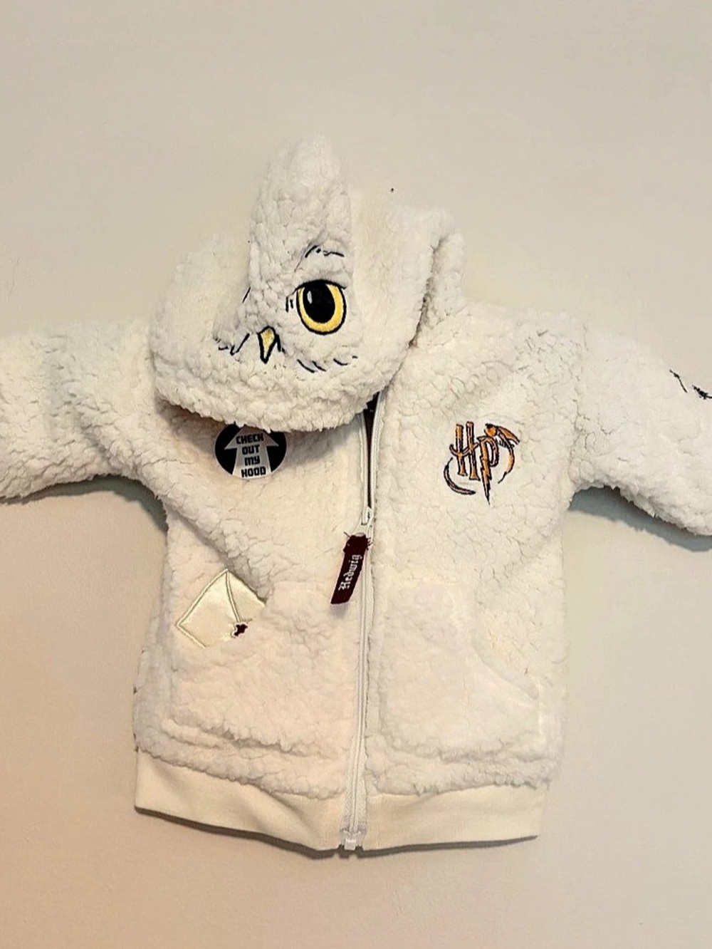 Hedwig Owl Fleece Zip Up Costume Hoodie Size Newborn